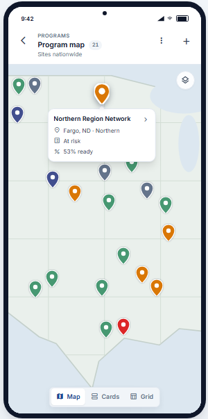 Maintenance programs mapped by site